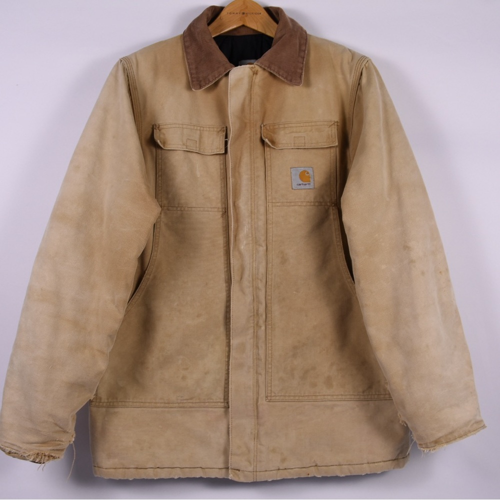 Vintage Carhartt Duck Canvas Work Jacket Tan Large